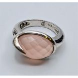 MONICA VINIDAR STERLING SILVER ROSE QUARTZ RING. Size J