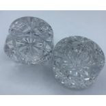 Pair of Cut Glass Paperweights, 600g each and 8cm diameter (2).