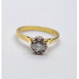 18CT YELLOW GOLD DIAMOND SOLITAIRE RING. WEIGHT 3.3G & 0.45CT APPROX. SIZE M