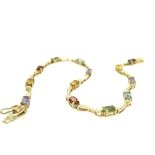 9ct y/g stone set bracelet 4.5G set with amethyst, citrine, garnet, peridot and Blue topaz