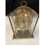 Schatz Sohne #59 German 8-Day Brass Skeleton Carriage Clock. With floral numeral dial, open