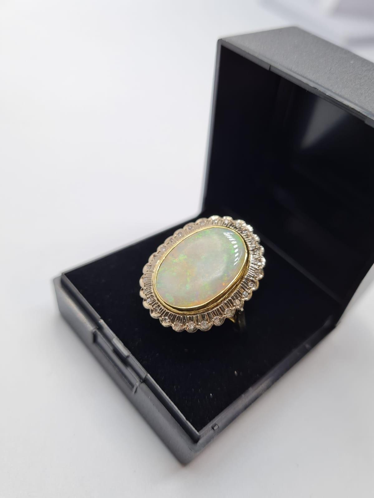 18ct gold opal and diamond ring. weight 10.3g & size M - Image 7 of 7