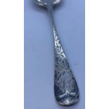 Antique Silver Spoon with Floral Decoration to Handle and Back of Bowl. Nice Condition with a