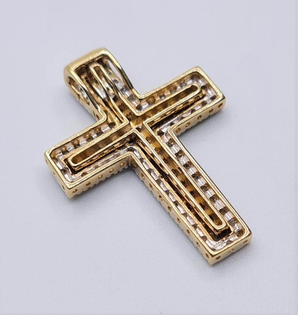 9CT YELLOW GOLD DIAMOND SET CROSS, WEIGHT 4G & 0.75CT APPROX - Image 2 of 3