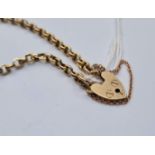 Vintage 9ct gold belcher bracelet with heart shaped lock & safety chain. Weight 5.2g and length 15cm