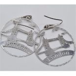 STERLING SILVER LONDON BRIDGE HOOP EARRINGS