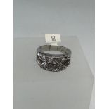 9k white gold ring with CZ stone weight 7.82g