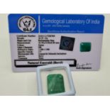 16.5ct Rectangular shape emerald certified gemstone