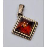 STERLING SILVER AMBER PENDANT