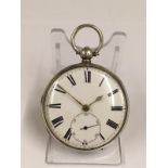 Antique silver Pocket watch with Diamond balance cock, 48mm diameter