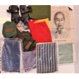 Bag of Vietnam War Era Collectables inc a pair of ?Ho Chi Minh? truck tyre sandals.