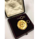 Antique 18k solid gold Pocket watch with key and box, 38mm diameter