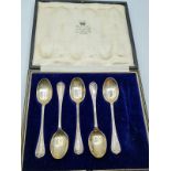 Set of 5 Silver Teaspoons (One Missing) in Original Box made in Sheffield in 1921, 60.8g.