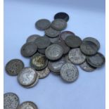 40 assorted Silver Threepence Pieces. Mostly 1930's Few 1940's.