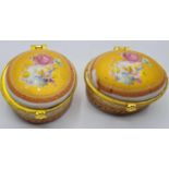 Pair Pill Boxes/Ring Boxes, 1x Oval, 1x Round.