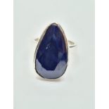 Teardrop shape blue sapphire gemstone 925 silver ring with 18ct stone