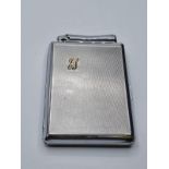 Vintage Calibri Monopol cigarette case and lighter combined. Good Condition. White Metal 10x7.9cm