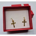 Pair of 9ct gold cross earrings. Fully hallmarked