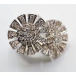 Unusual Shaped 18ct White Gold Ring Encrusted with Fine Diamonds (2ct). 19.8g, Size L