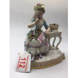 Meissen Figurine Allegory of the Senses. Smell. Height 14 cm. Base impressed marks 122. Incised E5