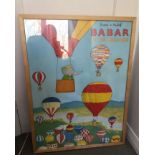 Vintage Babar Poster extremely large original Laurent De Brunhoff print 'Editions de desastre'