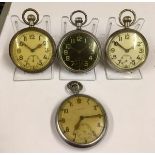 4x GSTP Military pocket watches, with a Waltham and 1 has see through display back case (4)