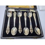 Set of 6 Silver unused tea/coffee spoons from Thailand. Excellent unused condition. Beautiful work
