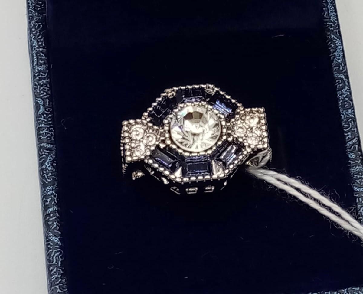 Silver Hexagon Art Deco Dress Ring, 6.7g, Size L