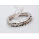 9ct White Gold Full Eternity Ring with Small Diamonds. 2g Size L