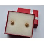 Pair of 9ct Gold Stone Set Large Stud Earrings.