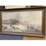 An oleograph of Winter landscape by Nuyen 100x64cms in ornate frame