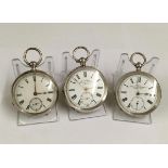 3x antique/vintage silver pocket watches (3)