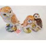 Three Small Beswick Owls.