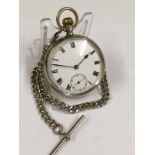 Vintage Buren pocket watch and chain, ticking