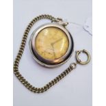 Spanish Civil War Memento Junghans Pocket Watch in protective case with nickel chain. Works well.