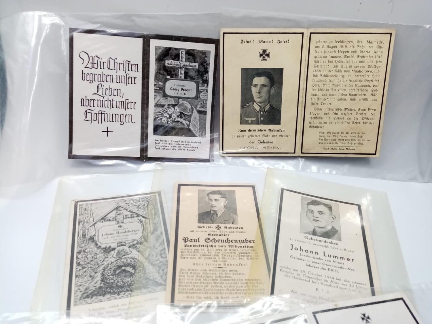 9 x WW2 German 3rd Reich Death Cards. - Image 3 of 3