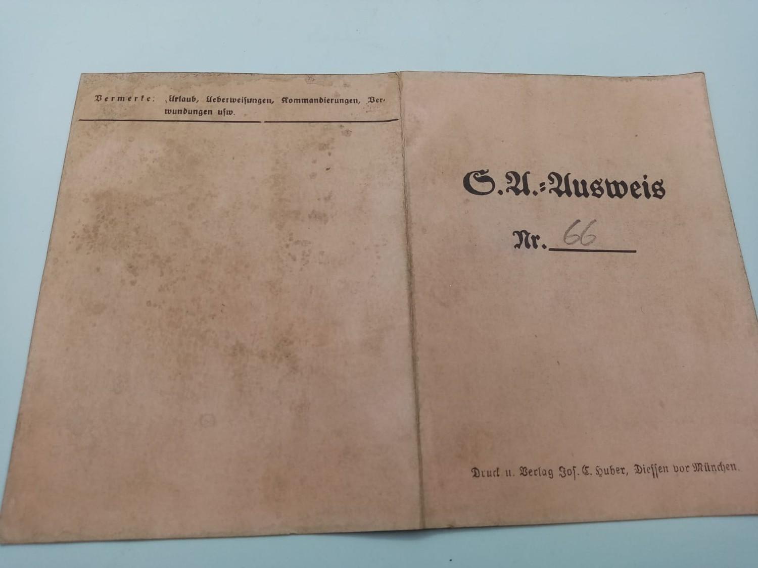 WW2 German 3rd Reich S.A. Membership Book. - Image 2 of 2