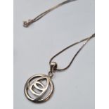 Silver pendant and chain. Renee Mackintosh with a Celtic influence pendant on a 45cm silver box