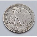 Silver liberty walking lady half dollar. Nice milled edge. Condition very fine