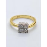 18CT Y/G DIA SET CLUSTER RING 0.40CT APPROX 3G, SIZE L