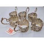 Six H/M Silver Demitasse Surrounds Detailed with Putti & Floral Swags. 208 grams