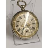 Solid silver gents pocket watch, working back case needs repair and loop replacing