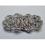 Vintage Silver Nurses Belt Buckle. Filigree form with scroll and floral decorative work. 10.5cm