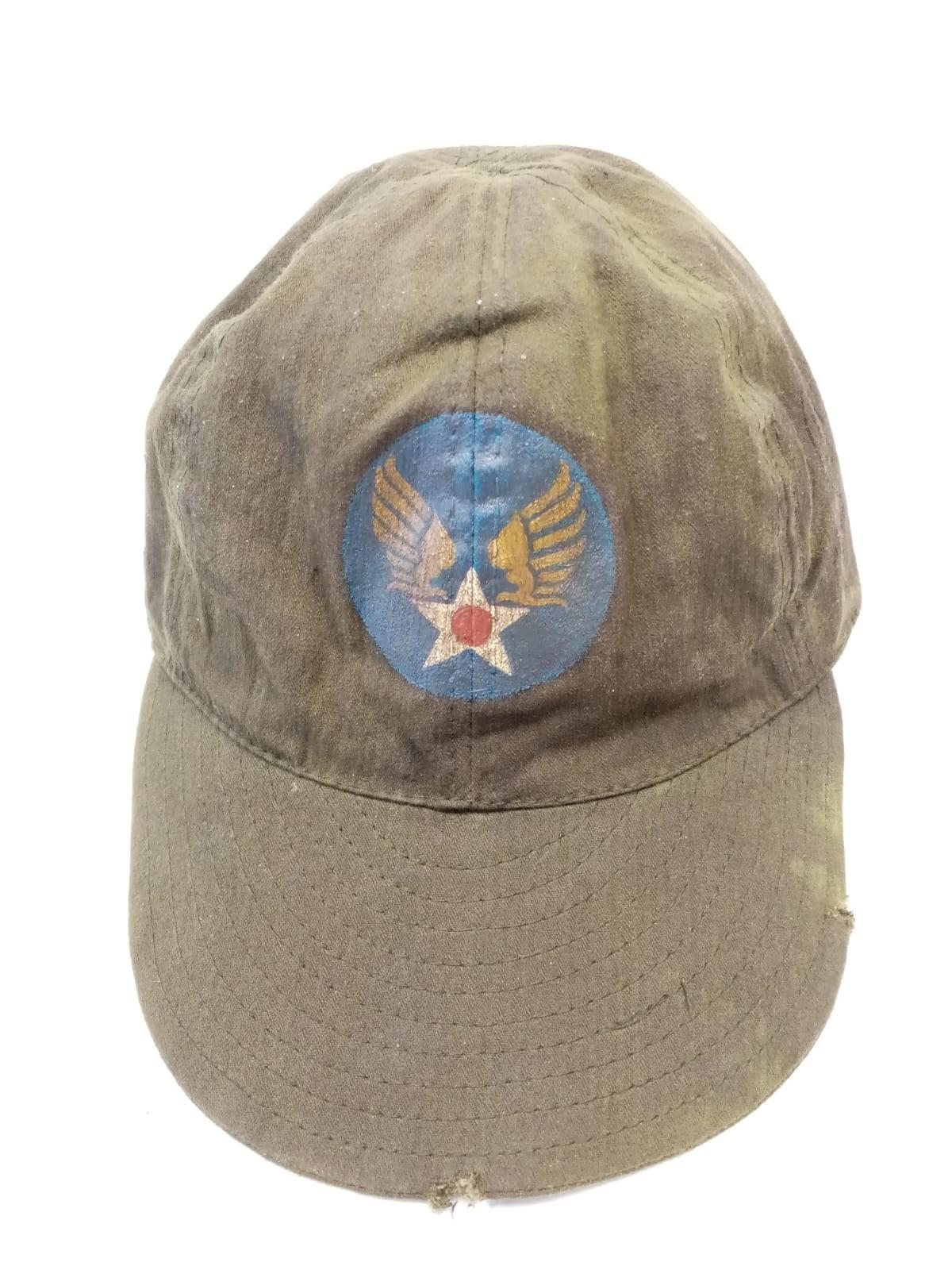 WW2 US Army Air Force mechanics cap with hand painted art