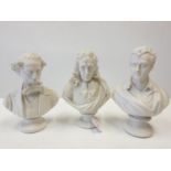 Three Parian ware Busts. Tallest 21.5 cm