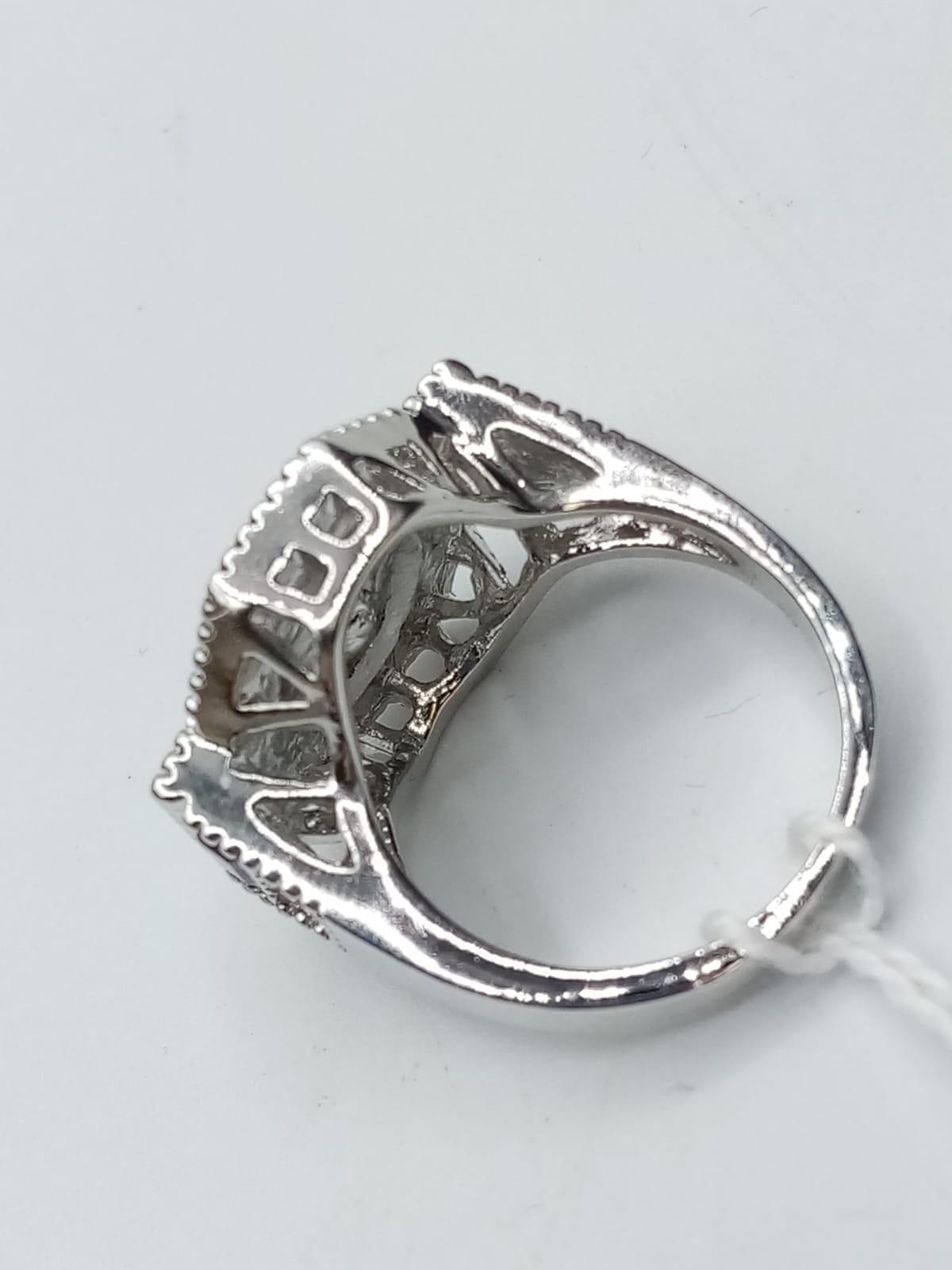 Silver Hexagon Art Deco Dress Ring, 6.7g, Size L - Image 2 of 2