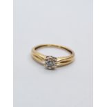 9CT Y/G DIA SOLITAIRE RING 1.6G, SIZE H 1/2