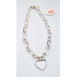 Crystal & Silver Necklace with Heart Shaped Pendant 73.5g 42cm
