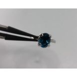 18k white gold solitaire with 2.61ct neon blue apatite; 4.3G; size J (ECN 756)