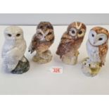 A Set of Four Beneagles Beswick Decanter Owls. Approx height 17 cm in good condition with two